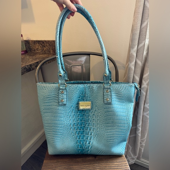 Marc Fisher Tropic Blue Crocodile Large Tote Bag - Picture 1 of 6